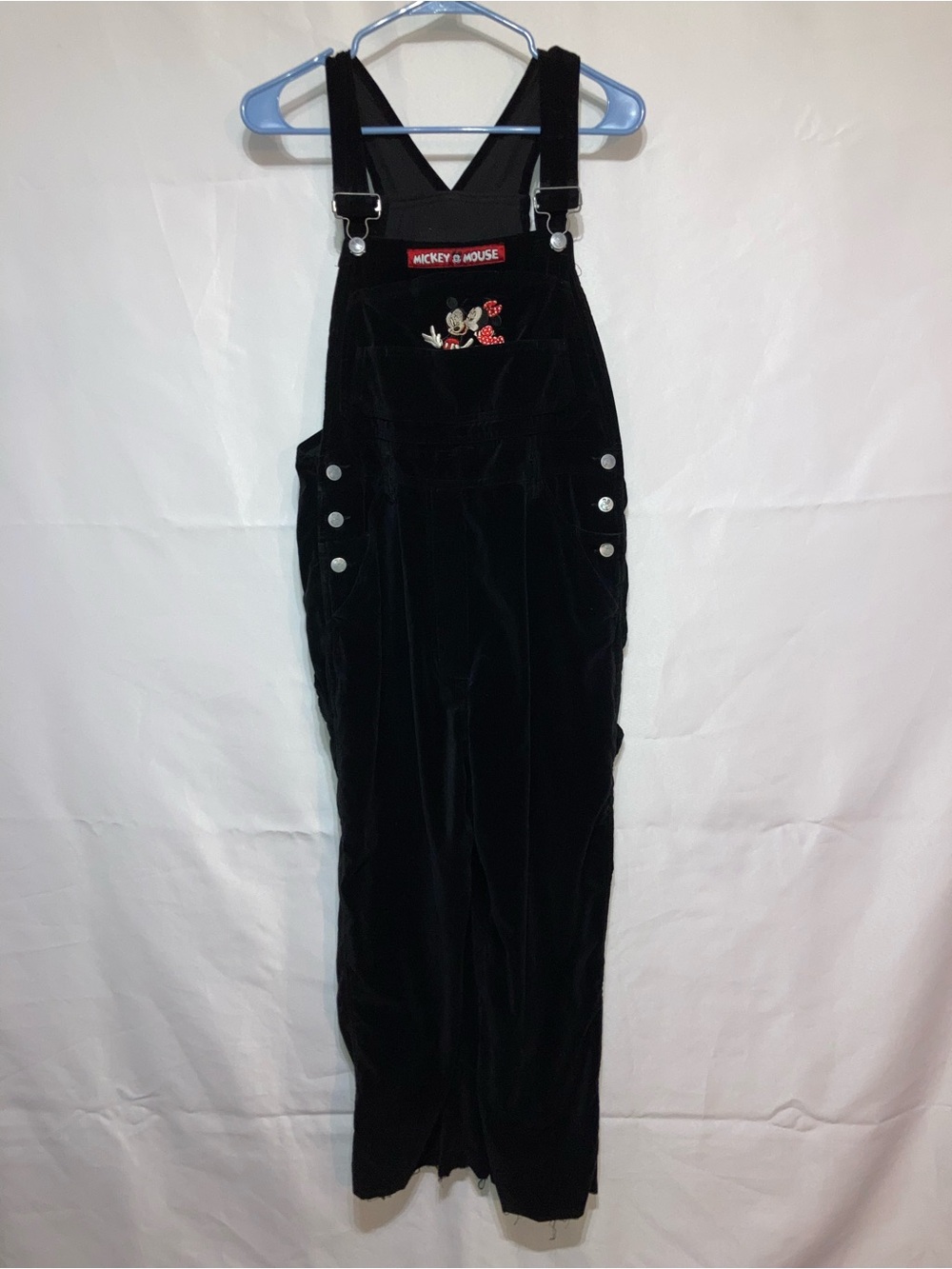 Vintage Black Velvet Embroidered Overalls Jumpsuit